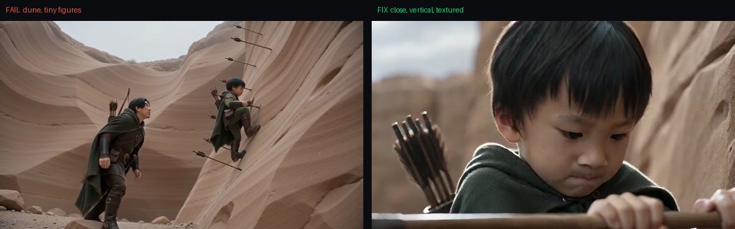 Wide shot versus close shot of the same action
