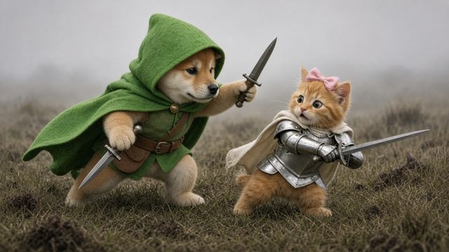 Storyboard key frame s07b — Archer vs Knight Cat · planned