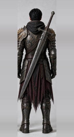 Knight back view with greatsword — Dragon Battle