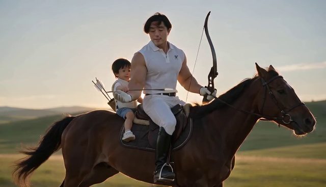 Still from v3 render — Horse Archer · early tests